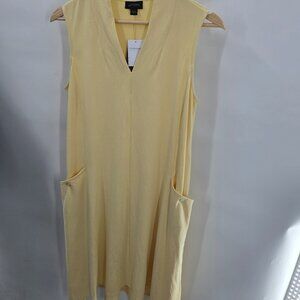 J. Jill Butter Yellow Lemonzest Rayon Big Pocket Collar V-Neck Midi Dress Small